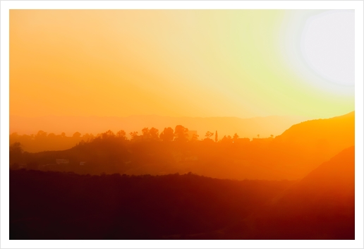 summer sunset with mountain layer in Los Angeles California USA Art Print by Timmy333