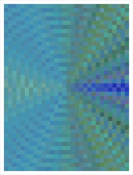 geometric square pixel pattern abstract background in blue and green Art Print by Timmy333