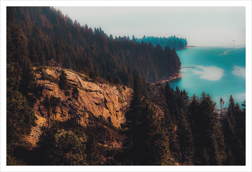 Lake and pine tree at Emerald Bay Lake Tahoe California USA Art Print by Timmy333