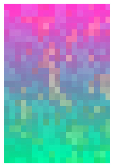 geometric pixel square pattern abstract background in pink purple blue green Art Print by Timmy333