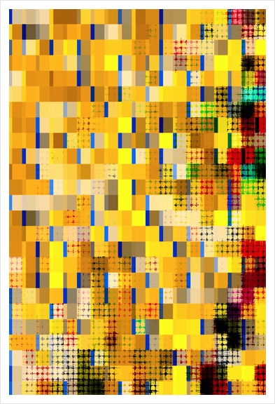 geometric pixel square pattern abstract background in yellow blue red Art Print by Timmy333