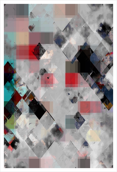 geometric pixel square pattern abstract background in red blue Art Print by Timmy333