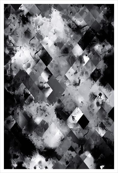 graphic design pixel geometric square pattern abstract background in black and white Art Print by Timmy333