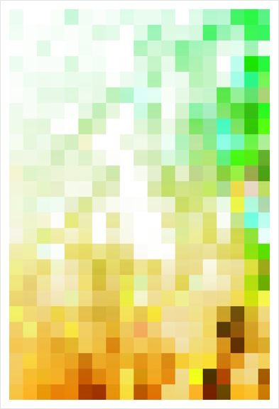 geometric pixel square pattern abstract background in green yellow brown Art Print by Timmy333