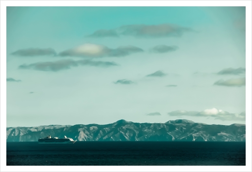 Ocean and mountains at Rancho Palos Verdes California USA Art Print by Timmy333