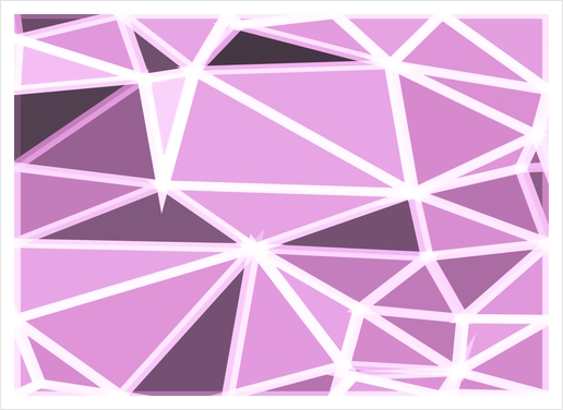 geometric triangle pattern abstract background in pink and white Art Print by Timmy333