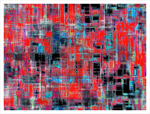 geometric art texture abstract background in red blue black Art Print by Timmy333