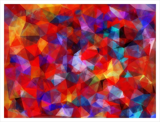 geometric triangle pattern abstract background in red blue yellow Art Print by Timmy333