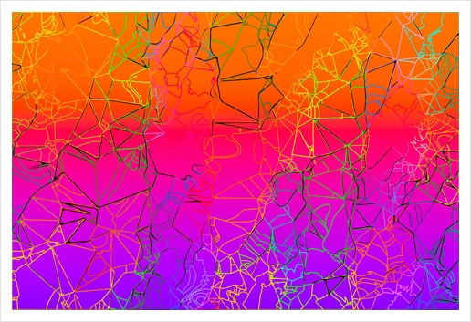 geometric line art abstract background in purple pink orange blue Art Print by Timmy333