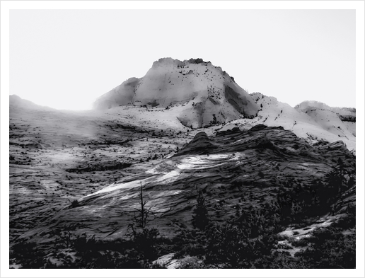 Mountain at Zion national park, Utah in black and white Art Print by Timmy333