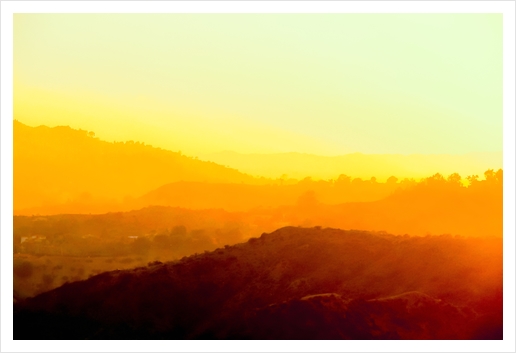 sunset sky in summer with silhouette mountains view at Los Angeles, USA Art Print by Timmy333
