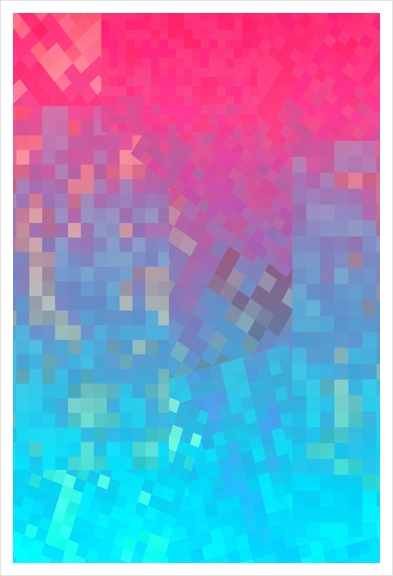 geometric pixel square pattern abstract background in pink blue Art Print by Timmy333