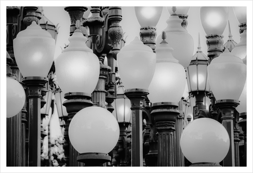 Urban Light at LACMA Los Angeles California USA in black and white Art Print by Timmy333