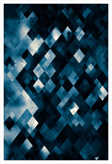 geometric square pixel pattern abstract background in blue  Art Print by Timmy333