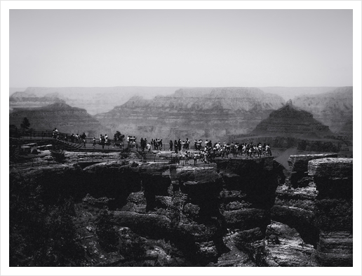 desert view at Grand Canyon national park Arizona USA in black and white Art Print by Timmy333