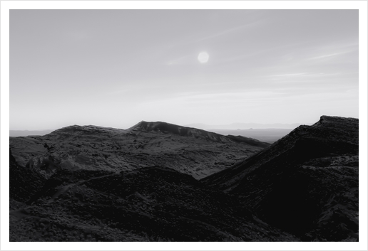 mountain in the desert at Red rock canyon state park California in black and white Art Print by Timmy333