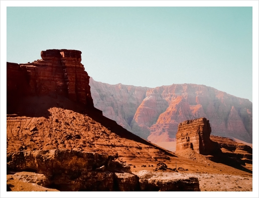 Desert and sandstone with blue sky in summer in Utah USA Art Print by Timmy333