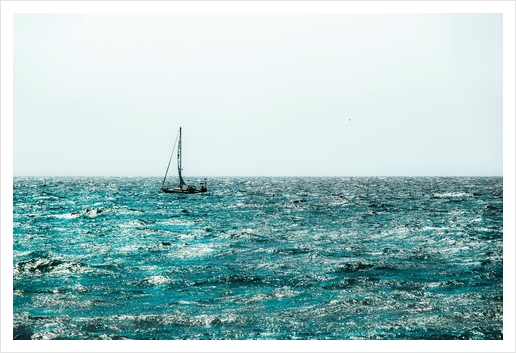 sail boat on the lake with blue water at Lake Tahoe, California, USA Art Print by Timmy333