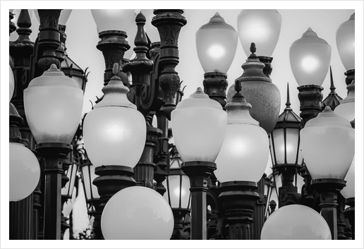 Urban Light at LACMA Los Angeles California USA in black and white Art Print by Timmy333