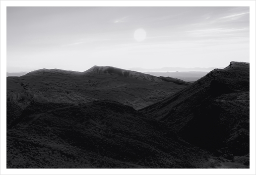 mountain in the desert with summer sky at Red rock canyon state park California in black and white Art Print by Timmy333