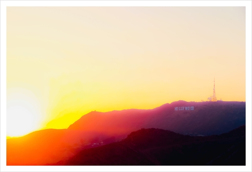 sunset at Hollywood Sign Los Angeles California USA Art Print by Timmy333