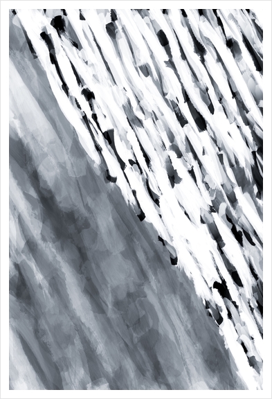 line pattern painting texture abstract in black and white Art Print by Timmy333