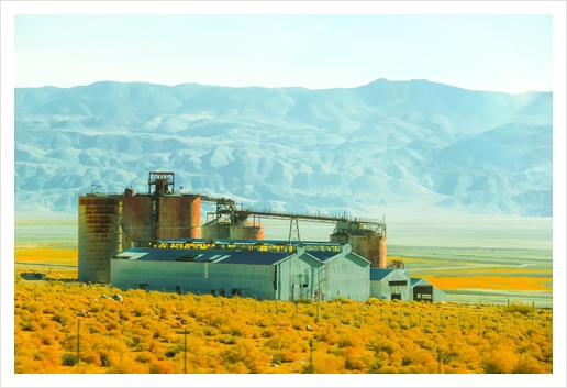 road trip with countryside view and mountains background in California Art Print by Timmy333