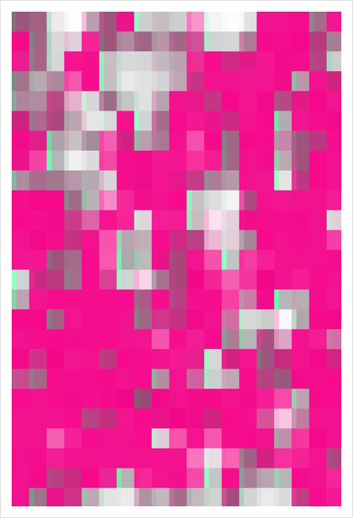 geometric pixel square pattern abstract background in pink Art Print by Timmy333