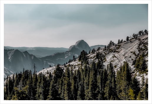 mountains with blue cloudy sky at Yosemite national park California USA Art Print by Timmy333