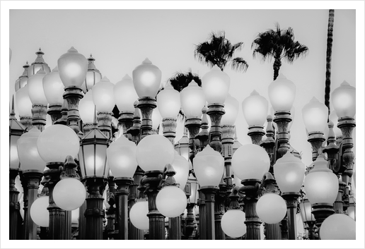 Urban Light at LACMA Los Angeles California USA in black and white Art Print by Timmy333