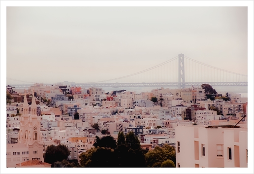 Buildings with bridge view at San Francisco California USA Art Print by Timmy333