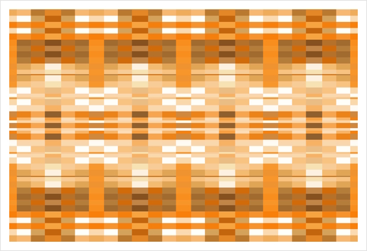 geometric symmetry pixel square pattern abstract background in brown Art Print by Timmy333