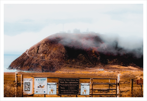 mountain with foggy sky at Big Sur, highway 1, California, USA Art Print by Timmy333