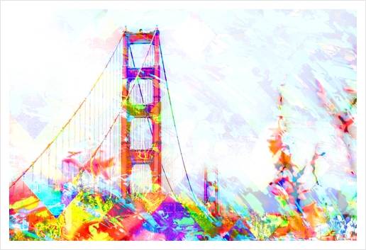 Golden Gate Bridge, San Francisco, USA with painting abstract Art Print by Timmy333