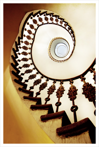 Spiral staircase in warm colours Art Print by Jarek Blaminsky