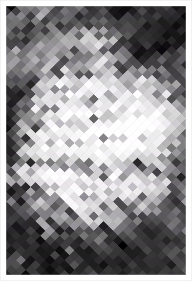 graphic design pixel geometric square pattern abstract background in black and white Art Print by Timmy333