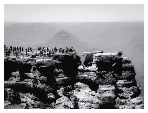 mountain desert view at Grand Canyon national park Arizona in black and white Art Print by Timmy333