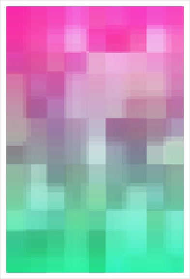 geometric pixel square pattern abstract background in pink green Art Print by Timmy333