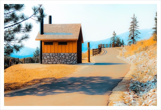 walkway with mountains view at Lake Tahoe, Nevada, USA Art Print by Timmy333