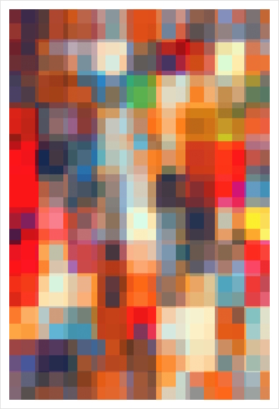 graphic design geometric pixel square pattern abstract background in orange red pink yellow blue Art Print by Timmy333