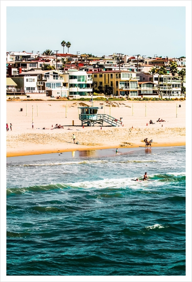 Summer sandy beach at Manhattan beach California USA Art Print by Timmy333