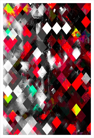 red geometric pixel square pattern abstract art background Art Print by Timmy333