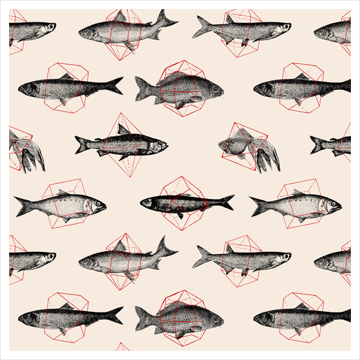 Fishes In Geometrics Art Print by Florent Bodart - Speakerine