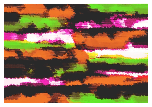 orange black pink green grunge painting texture abstract background Art Print by Timmy333