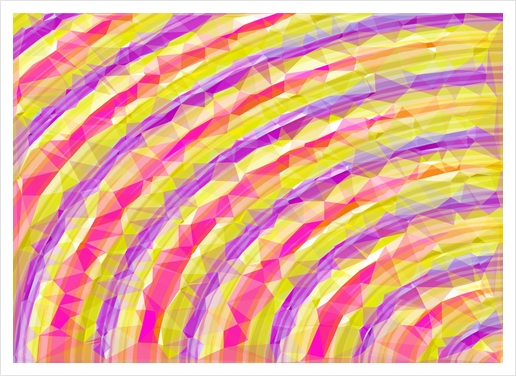 psychedelic geometric polygon line pattern in pink purple yellow Art Print by Timmy333