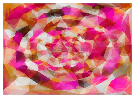 geometric polygon abstract pattern in pink orange brown Art Print by Timmy333