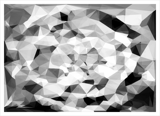 geometric polygon abstract pattern in black and white Art Print by Timmy333