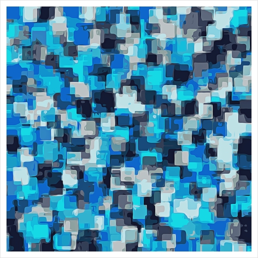 blue and black square pattern abstract background Art Print by Timmy333