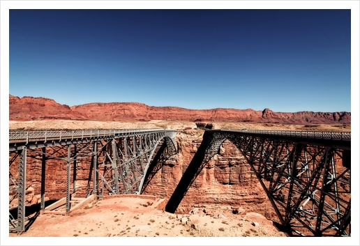 bridge in the desert with blue sky at Utah, USA Art Print by Timmy333