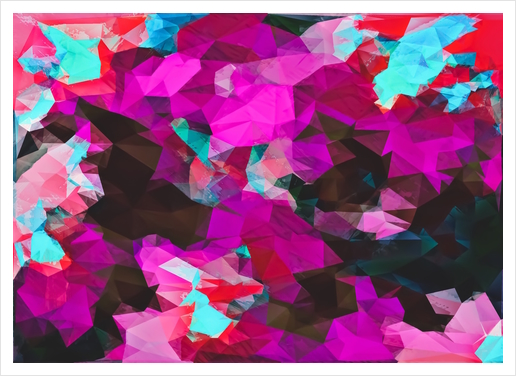 psychedelic geometric polygon abstract pattern in purple pink blue Art Print by Timmy333